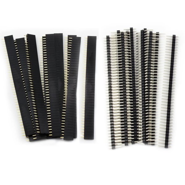 OCR 20PCS Pin Header, 2.54mm 40Pin Male and Female Header Pins Breakaway PCB Board Connector Single Row Pin Headers Strip for Arduino Shield