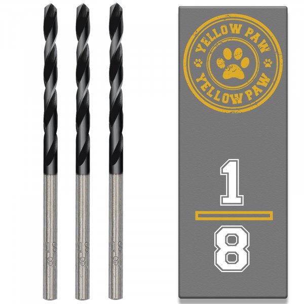 1/8 Inch Drill Bit (3 Pack) Industrial Grade M35 Cobalt Titanium Aluminum Nitrite - 1/8" Diameter & Total Length of 2-3/4" with Working Length of 1-1/4" Easily Drill Into Metal, Steel, & Aluminum