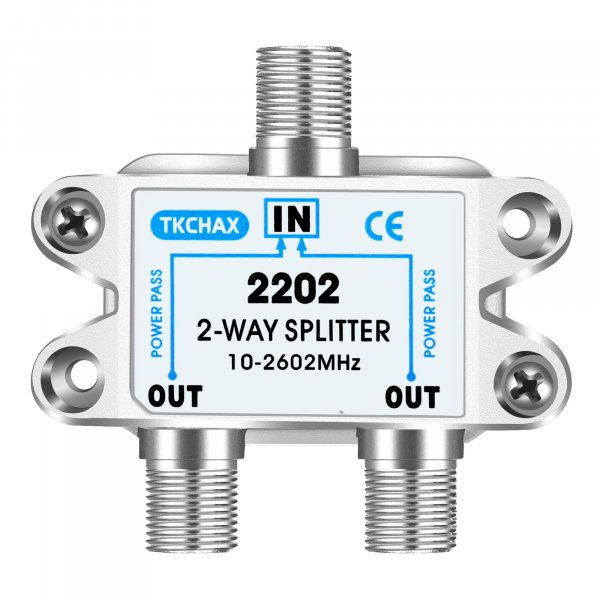 TKCHAX 2 Way Coaxial Cable Splitter,Support 10-2602MHz,RG6 RG59 Compatible,Work with MoCA2.5 and MoCA3.0,CATV, Satellite TV,Antenna,HDTV and Internet