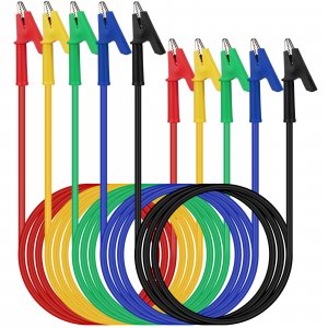 SWANLAKE 5-Piece Dual-Ended Alligator Clip Test Leads, 1000V 15A 3.5ft/1M Electrical Alligator Clips, Flexible Copper Cable Crocodile Clip, Mini Jumper Wires with Gator Clips
