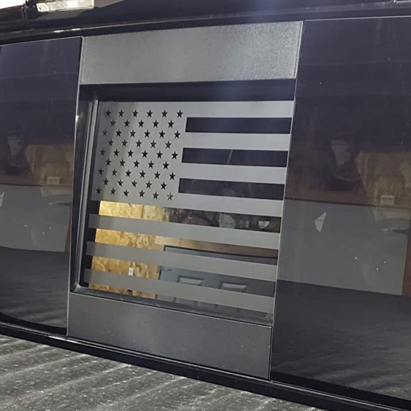 Zxiaochun Rear Middle Window American Flag Decal for Nissan Titan 2013-2022 2023 2024 Back Center Sliding Window Glass USA Flag Vinyl Sticker Exterior Accessories(Matte Black)