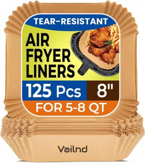 125Pcs 8 Inch Square Air Fryer Liners Disposable for 5-8QT, Parchment Paper