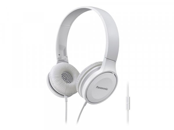 Panasonic RP-HF100M-W Lightweight On-Ear Headphones w/Microphone (White)