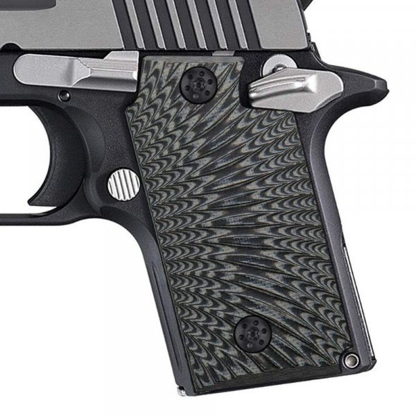 Cool Hand G10 Grips for Sig Sauer P238, Without Ambi Safety Cut, Sunburst Texture, Grey/Black