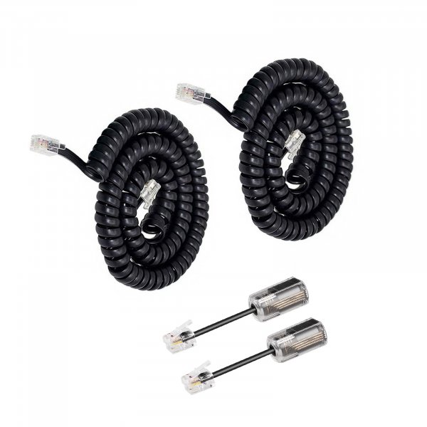 Uvital 2 Pack Telephone Handset Cords with Detanglers, Black Phone Cords