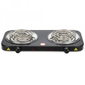 Compact and Portable Countertop Burner- Countertop Double Coiled Burner 2000 Watts Electric Hot Plate Temperature Controls Black