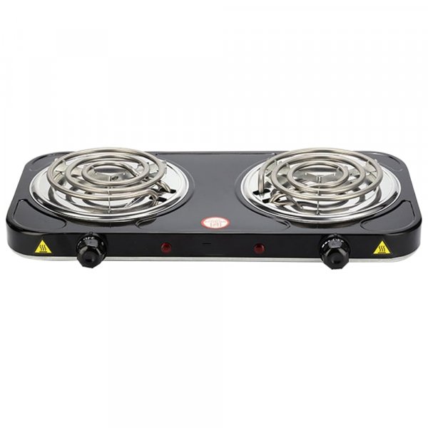 Compact and Portable Countertop Burner- Countertop Double Coiled Burner 2000 Watts Electric Hot Plate Temperature Controls Black