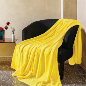 Yellow Fleece Plush Throw Blanket 50"x60"for Couch Sofa Fuzzy Cozy Flannel