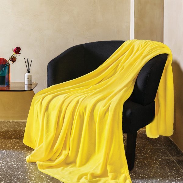 Yellow Fleece Plush Throw Blanket 50"x60"for Couch Sofa Fuzzy Cozy Flannel