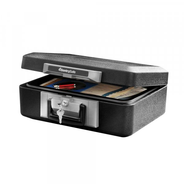 SentrySafe Fireproof Safe Box with Key Lock, Chest Safe with Carrying Handle to Secure Money, Jewelry, Documents, 0.25 Cubic Feet, 6.3 x 15.3 x 12.1 Inches, 1160