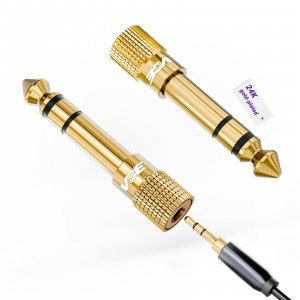 VCE 6.35mm Male to 3.5mm Female 1/4 inch to 1/8 inch 24K Stereo Audio Jack Adapter for Aux Cable, Guitar Amplifier, Headphone, 2 Pack