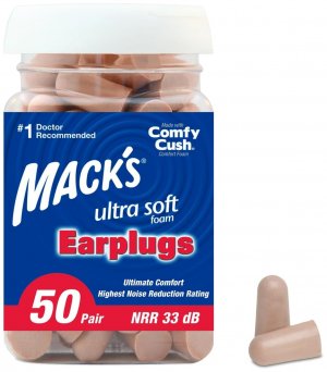 Mack's Ultra Soft Foam Earplugs, 50 Pair - 33dB Highest NRR | Made in USA