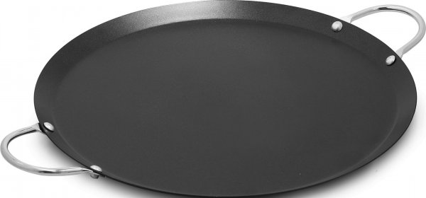 IMUSA 13.5in Carbon Steel Nonstick Round Comal with Metal Handles, Black