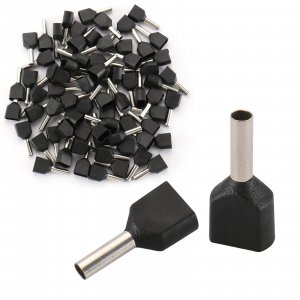 BAOMAIN 100-Pack 16 AWG Twin Wire Ferrules Black TE1508 Pin Terminal