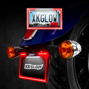 XKGlow XK034018B Motorcycle License Plate Frame Light w/ Turn Signal  Black