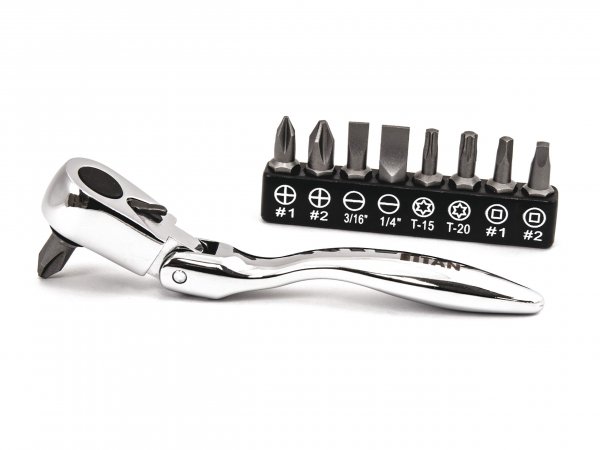 Titan 11212 Tool 10 pc Micro Flex Bit Ratchet Set