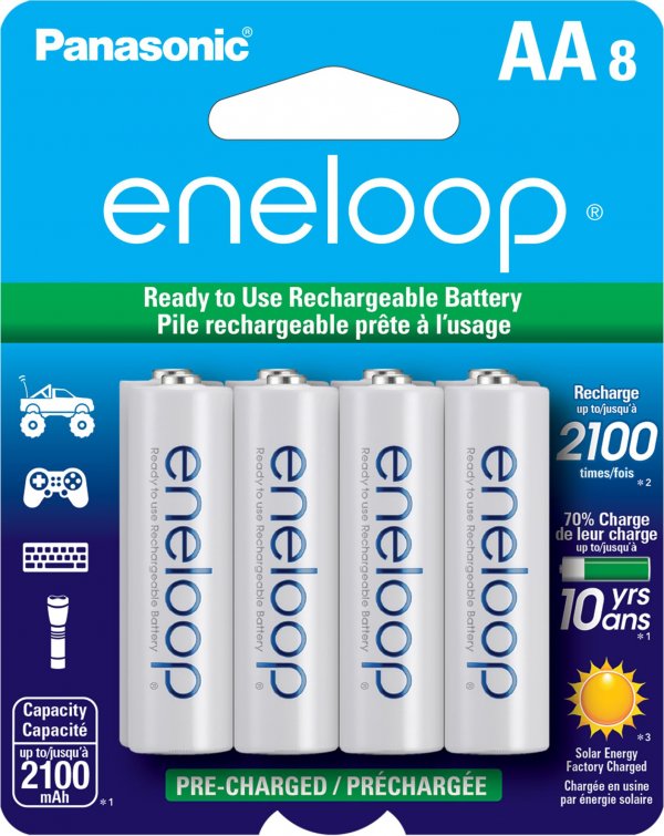 Panasonic BK-3MCCA8BA eneloop Rechargeable Batteries (AA; 8 pk)