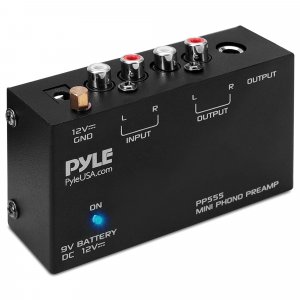 Pyle PP555 Compact Phono Turntable Pre-Amplifier w/ 9V Battery Compartment