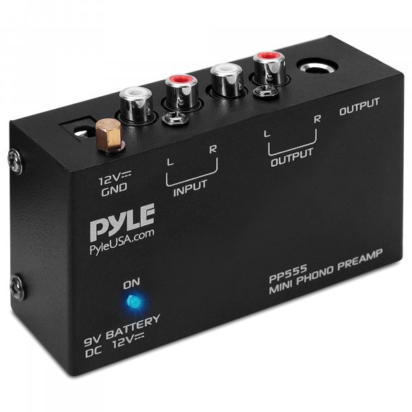 Pyle PP555 Compact Phono Turntable Pre-Amplifier w/ 9V Battery Compartment
