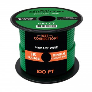 BEST CONNECTIONS Automotive Primary Wire - 100ft (Various Color Options) | Ideal for Trailer, Speaker, and Lighting Circuits | Durable Primary/Remote, Power/Ground Electrical Wiring (16 Gauge, Green)