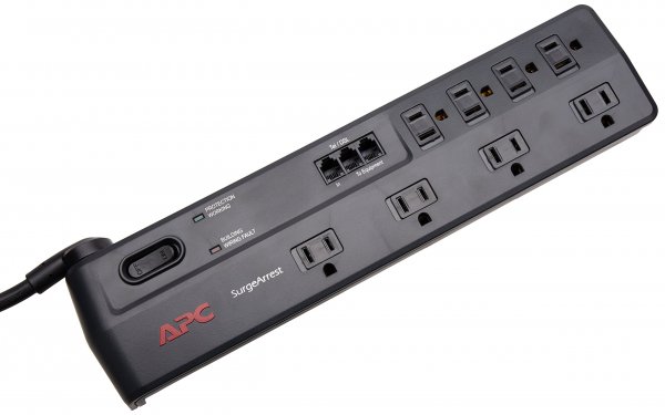 APC P8T3 8-Outlet Essential SurgeArrestÂ® Surge Protector (Telephone Protection)