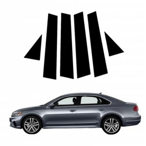 RONTCOS 6pc Gloss Black Pillar Posts Door Window Cover Trim Set for VW Passat Sedan 2011 2012 2013 2014 2015 2016 2017 2018 2019