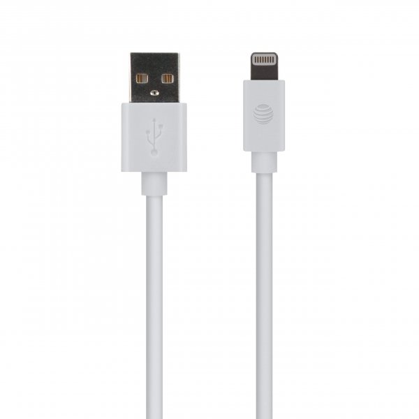 AT&T  PVLC1-WHT 4-Foot PVC Charge and Sync Lightning Cable (White)