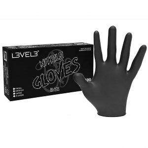 L3 Level 3 Heavy Duty Nitrile Barber Gloves, Latex-Free, Box of 100, Black