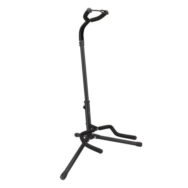 Amazon Basics Height Adjustable Foldable Guitar Stand with Secure Support, Padded Non-Slip Floor Stand for Acoustic, Electric, Bass and Banjos, Portable Display Stand, Black