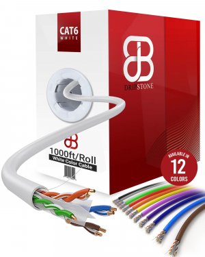 DRIPSTONE CAT6 1000ft Bulk Ethernet Cable 23AWG Solid CCA UTP 0.57mm White