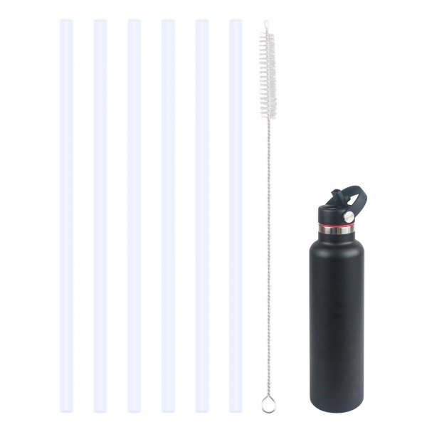 KLOWOAH Replacement Straws Compatible with Hydro Flask 24 Oz 21 Oz 18 Oz Stainless Steel Standard Mouth Water Bottle,Straw Brush (Pack of 6)