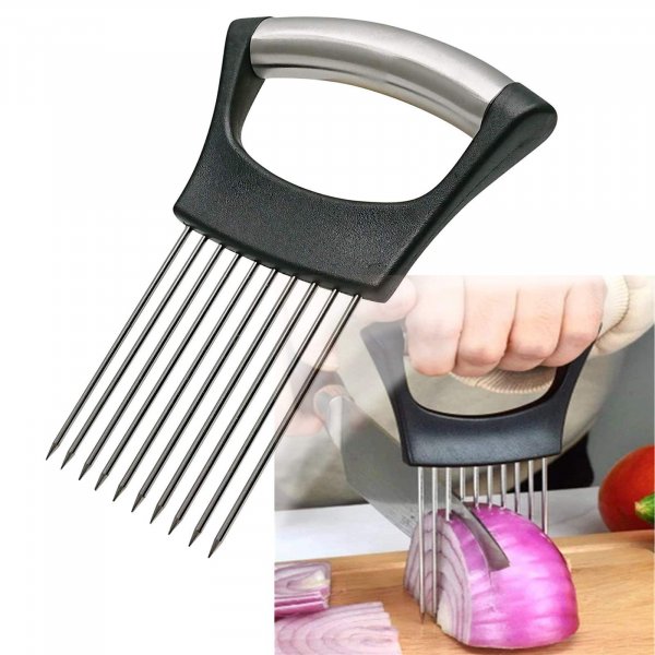Stainless Steel Onion Holder for Slicing,Onion Slicer Holder,Kitchen Gadget