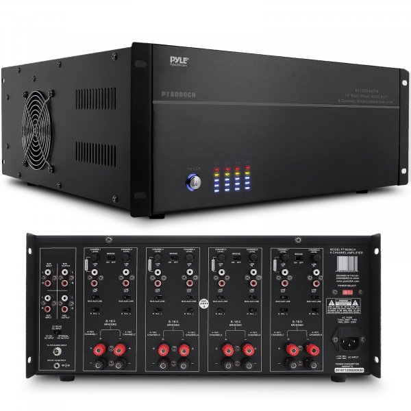 Pyle PT8000CH 19'' Rack Mount 8000 Watt 8 Channel Stereo/Mono Amplifier