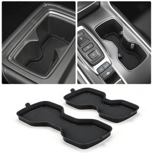 Auovo Cup Holder Inserts Coaster Compatible with Honda Accord 2018 2019 2020 2021 2022 Silicone Cup Mat Pad Car Interior Decoration (2-pcs kit, Black)