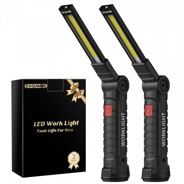Coquimbo 2 Pack Rechargeable Work Light, Christmas Tool Gifts for Men Dad