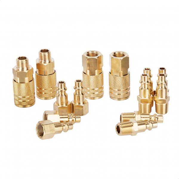 Amazon Basics Quick Connect Brass Air Coupler and Plug Kit, 1/4-Inch NPT Fittings, Air Compressor Accessories, 14 Count