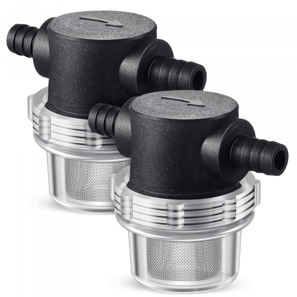 2 Pieces Water Pump Strainer 3/8 ID Hose Barb with Mesh Filter Screen