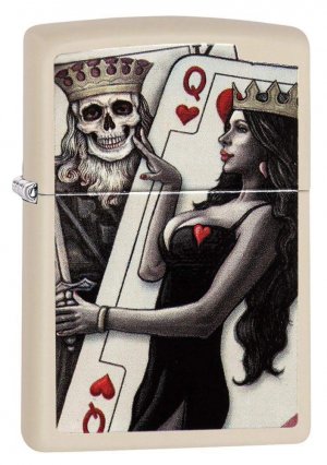 Zippo 29393 Windproof Lighter Skull King Queen Beauty, Cream Matte Finish