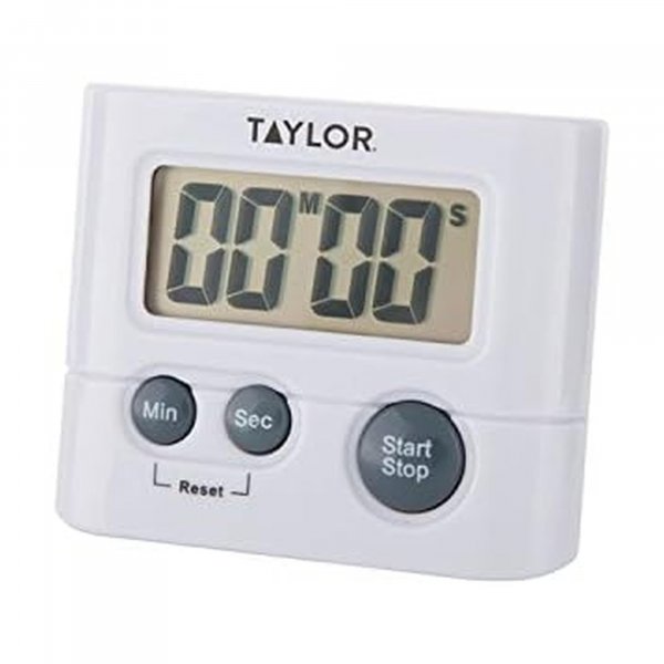 Taylor Digital Timer with 99 Minute 59 Second Display, Easy to Use, White Compact Design for Kitchen Cooking, Baking, and Timing Needs