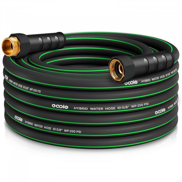 Heavy Duty Garden Hose 25ft, NON-EXPANDABLE Flexible Water Hose, Kink Resistant Lightweight Hybrid Hose, Leakproof Hose Male to Female Fittings