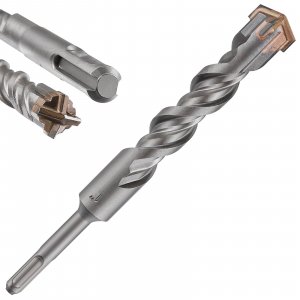 Wensilon 1pc 1" X 8"-6" Cross-Type Double Thread Carbide Drill Bit for Concrete, Brick, Stone, Hammer Drill