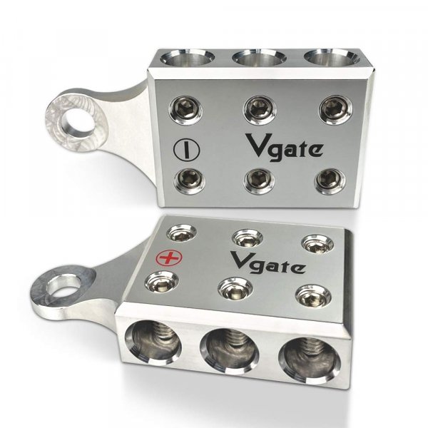 Vgate 6x1/0 AWG Gauge Post Battery Terminals, for Lithium or AGM Lead Acid Battery with Bolt Down Ends or Threaded Studs, M10 or 3/8”-16