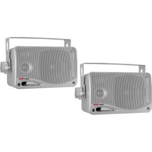 Pyle PLMR24S 3.5'' 200 Watt 3-Way Silver Weather Proof Mini Box Speaker System