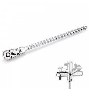 WORKPRO 1/4 inch Drive Extra Long Flex Head Ratchet, 12 Inch Long CR-V Steel Ratchet Handle with Chromium Plating, CR-MO Head, Quick Release Reversible Design, 72-Tooth