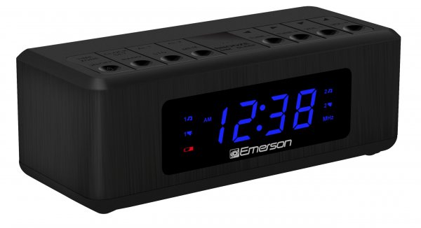 Emerson CK2023AM/FM Dual Alarm Clock Radio with 0.6" Blue LED Display, 4-Level dimmer, and Wake to Radio/Buzzer Alarm, Black
