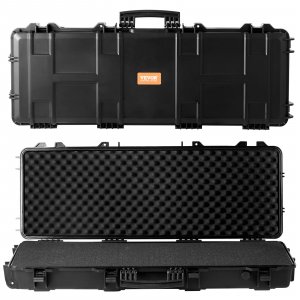 VEVOR Rifle Case, Hard Rifle Case with 4 Layers Fully-protective Foams, 42 inch Lockable Long Storage Case with Wheels, IP67 Waterproof & Dustproof, Black