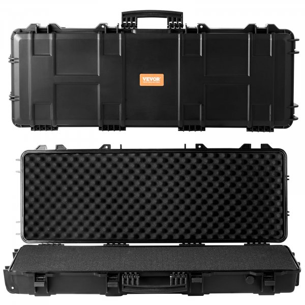 VEVOR Rifle Case, Hard Rifle Case with 4 Layers Fully-protective Foams, 42 inch Lockable Long Storage Case with Wheels, IP67 Waterproof & Dustproof, Black