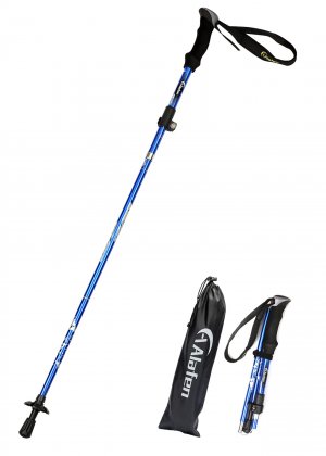 A ALAFEN 7075 Aluminum Collapsible Ultralight Trekking Pole, Blue 1 Pole