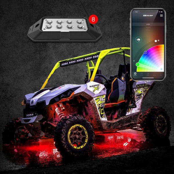 XKGlow XKROCKADV 8 Piece RGB Rock Light Kit with Advanced Phone App Control