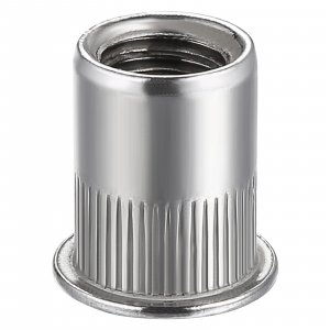 Wensilon Rivet Nut 1/4"-20UNC 100Pcs Stainless Steel 304 Finish Flat Head Rivnut Threaded Insert Nut Knurled Body